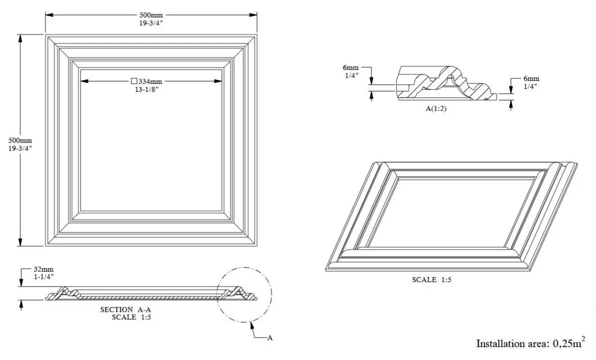 Panele ścienne w kuchni W121 Orac Decor - przekrój Przekrój panelu ściennego W121 Orac Decor