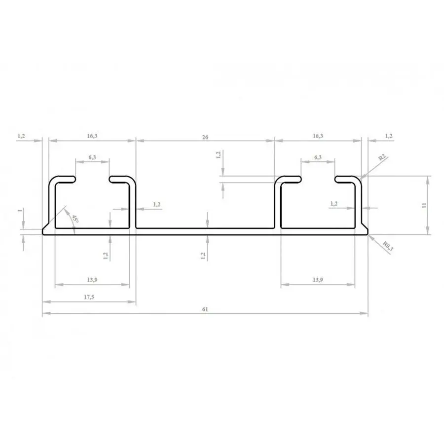 Szyny karniszowe podwójne aluminiowe CHII-300a/2 cięte Creativa by Cezar RAL9016